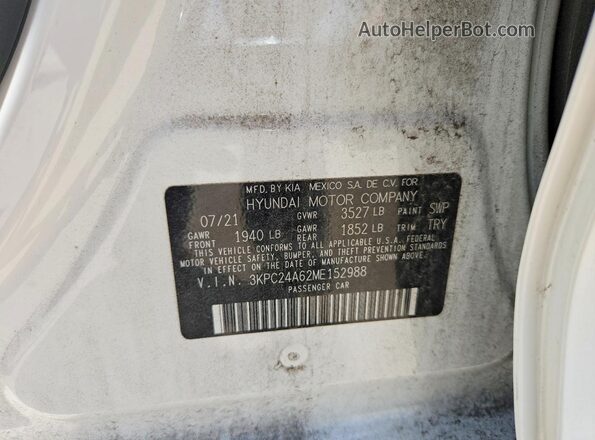 3KPC24A62ME152988 2021 HYUNDAI ACCENT White Widok komory silnika