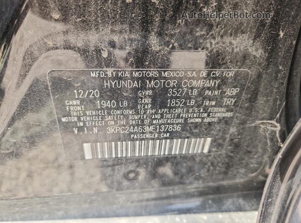 3KPC24A63ME137836 2021 HYUNDAI ACCENT Black Вид підкапотного простору