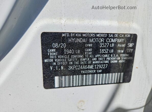 3KPC24A64ME129227 2021 HYUNDAI ACCENT White Engine compartment view