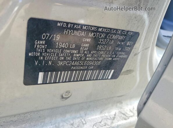 3KPC24A65LE094308 2020 HYUNDAI ACCENT Cream ძრავის განყოფილების ხედი