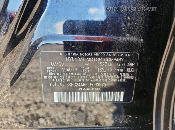 3KPC24A66LE093975 2020 HYUNDAI ACCENT Black Widok naklejki z numerem VIN