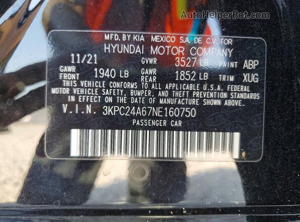 3KPC24A67NE160750 2022 HYUNDAI ACCENT Black Vista del compartimento del motor