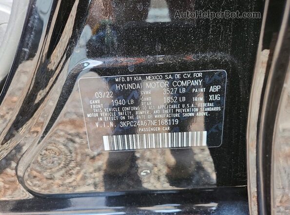 3KPC24A67NE168119 2022 HYUNDAI ACCENT Black Շարժիչի բաժամունքի տեսք