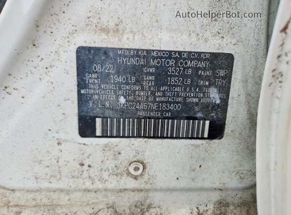 3KPC24A67NE183400 2022 HYUNDAI ACCENT White Շարժիչի բաժամունքի տեսք
