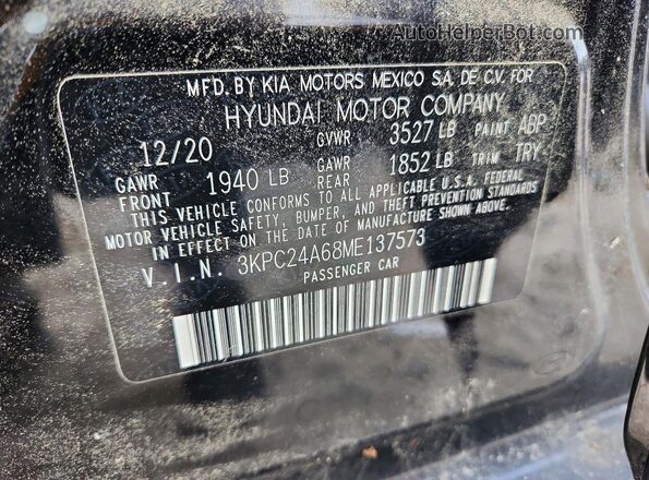 3KPC24A68ME137573 2021 HYUNDAI ACCENT Black VIN sticker view