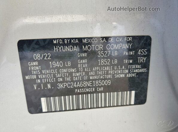 3KPC24A68NE185009 2022 HYUNDAI ACCENT Серебряный Вид подкапотного пространства