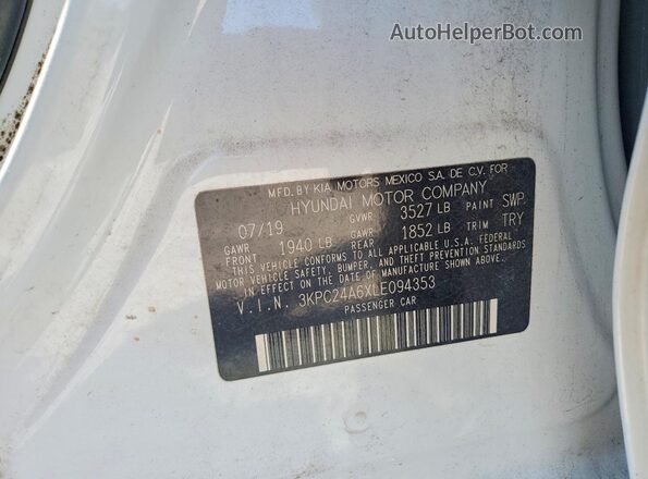 3KPC24A6XLE094353 2020 HYUNDAI ACCENT White Շարժիչի բաժամունքի տեսք