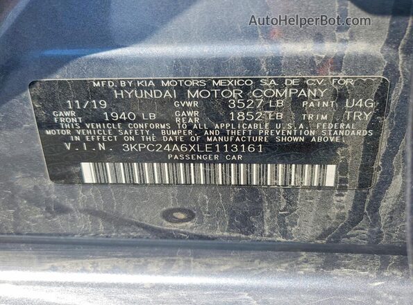 3KPC24A6XLE113161 2020 HYUNDAI ACCENT Серебряный Вид подкапотного пространства
