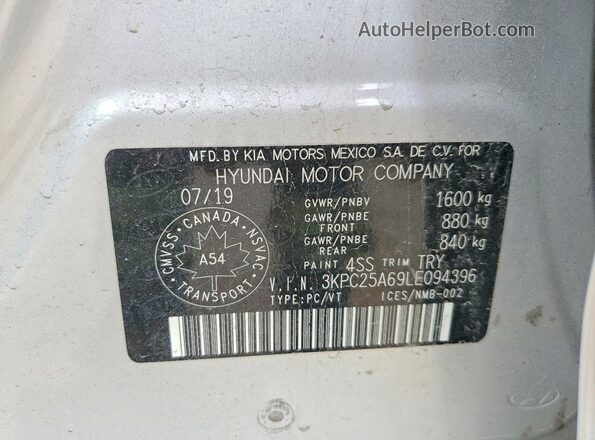 3KPC25A69LE094396 2020 HYUNDAI ACCENT Silver Շարժիչի բաժամունքի տեսք