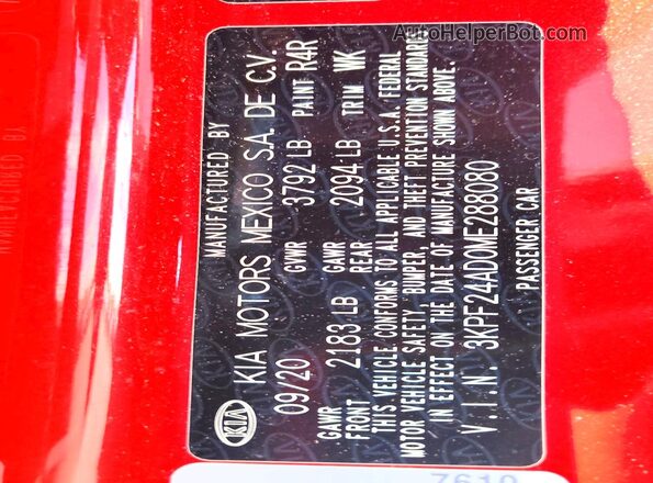 3KPF24AD0ME288080 2021 KIA FORTE Red Engine compartment view