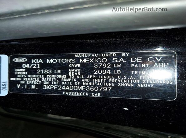 3KPF24AD0ME360797 2021 KIA FORTE Black Widok komory silnika