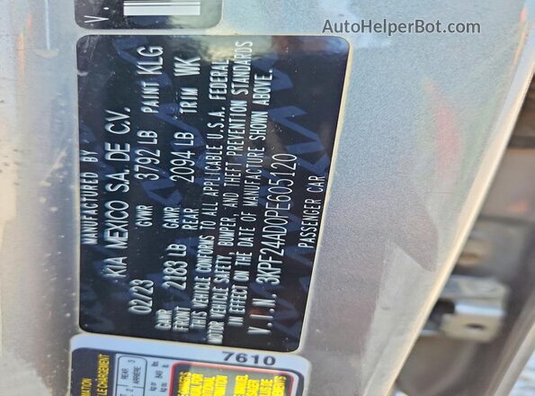 3KPF24AD0PE605120 2023 KIA FORTE Silver ძრავის განყოფილების ხედი