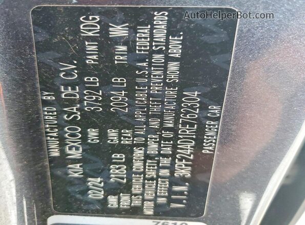 3KPF24AD1RE762304 2024 KIA FORTE Gray Vista del compartimento del motor