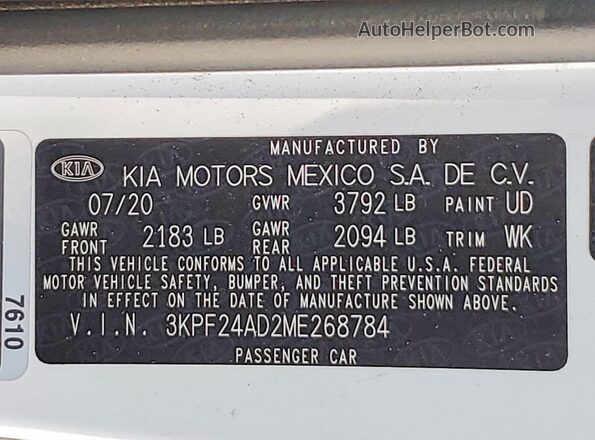 3KPF24AD2ME268784 2021 KIA FORTE White Vista del compartimento del motor