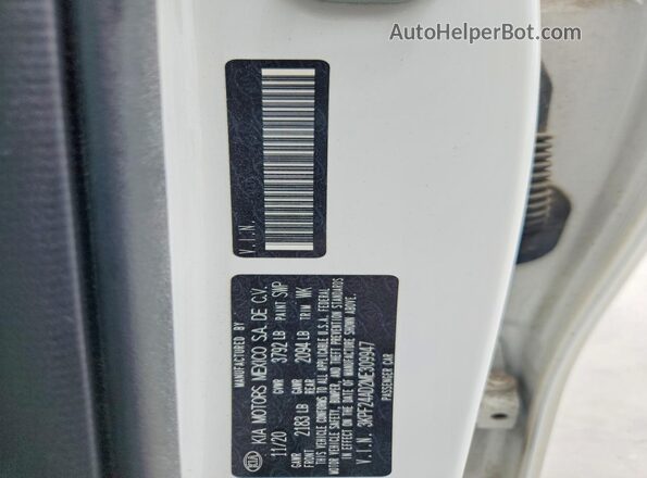 3KPF24AD2ME309947 2021 KIA FORTE White Widok naklejki z numerem VIN