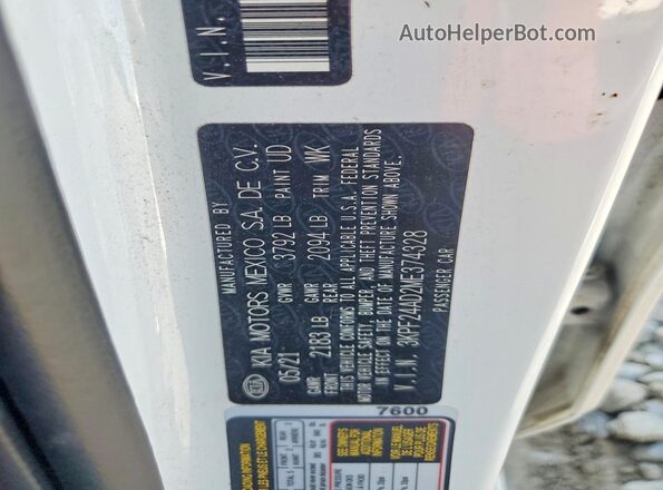 3KPF24AD2ME374328 2021 KIA FORTE Белый Вид подкапотного пространства