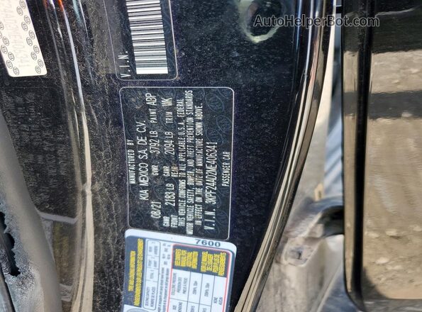 3KPF24AD2ME406341 2021 KIA FORTE Black VIN კოდის სტიკერის ხედი