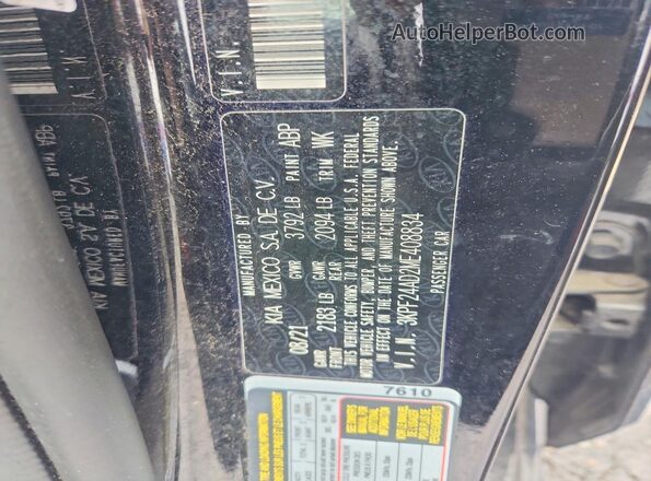 3KPF24AD2ME408834 2021 KIA FORTE Black ძრავის განყოფილების ხედი