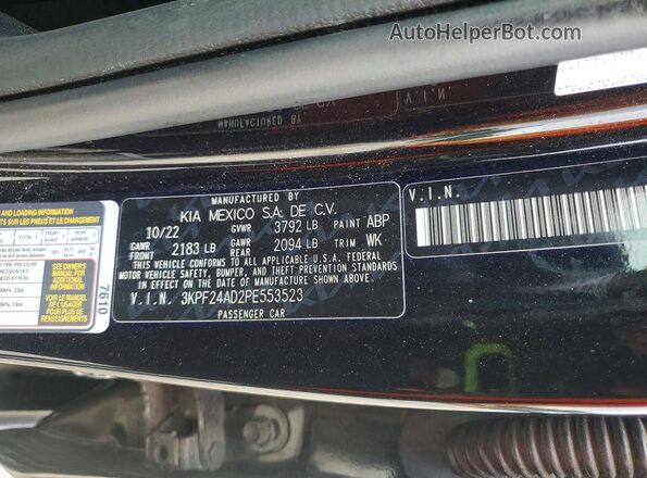 3KPF24AD2PE553523 2023 KIA FORTE Black Vista de la etiqueta del VIN