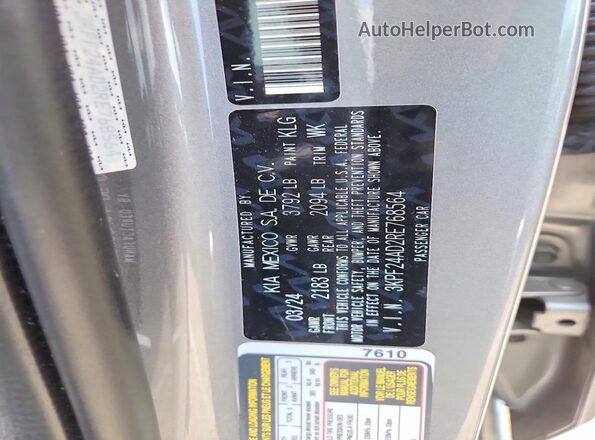 3KPF24AD2RE768564 2024 KIA FORTE Silver Widok komory silnika