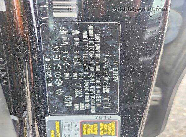3KPF24AD2RE783565 2024 KIA FORTE Black Vista de la etiqueta del VIN