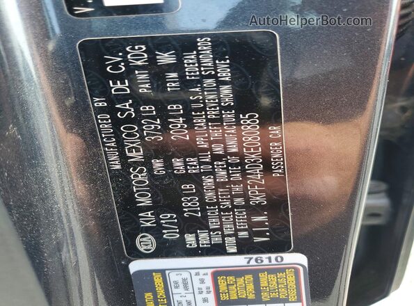 3KPF24AD3KE080885 2019 KIA FORTE Gray Engine compartment view