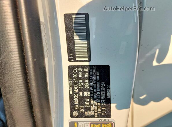3KPF24AD3LE207586 2020 KIA FORTE White VIN sticker view