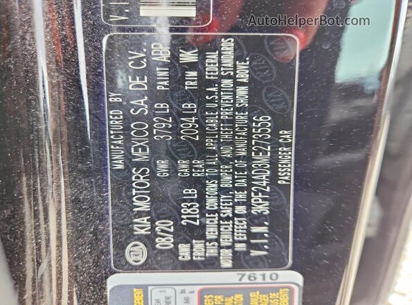 3KPF24AD3ME273556 2021 KIA FORTE Black Widok komory silnika