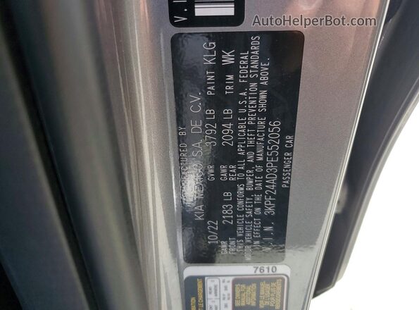 3KPF24AD3PE552056 2023 KIA FORTE Gray Widok komory silnika