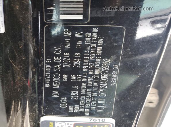 3KPF24AD3RE769352 2024 KIA FORTE Black Շարժիչի բաժամունքի տեսք