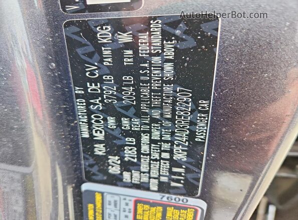 3KPF24AD3RE822907 2024 KIA FORTE Gray ძრავის განყოფილების ხედი