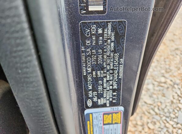 3KPF24AD4LE145468 2020 KIA FORTE Gray Vista del compartimento del motor