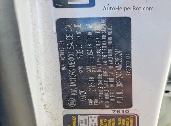 3KPF24AD4ME288244 2021 KIA FORTE Белый Вид подкапотного пространства