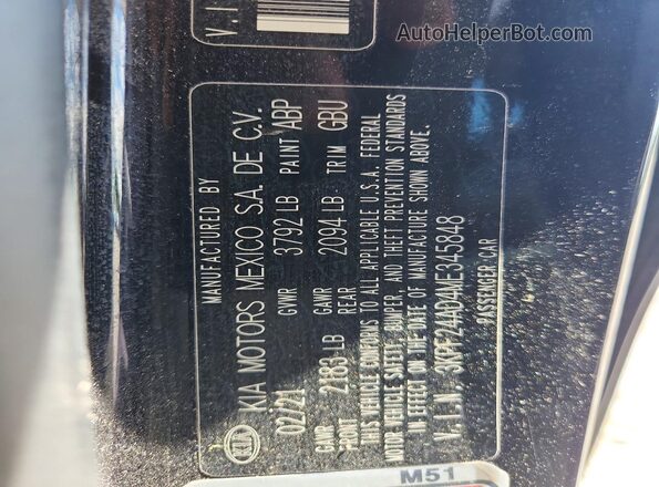 3KPF24AD4ME345848 2021 KIA FORTE Black Engine compartment view