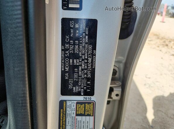 3KPF24AD4ME378090 2021 KIA FORTE Серебряный Вид подкапотного пространства