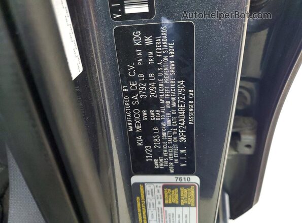 3KPF24AD4RE727904 2024 KIA FORTE Gray Շարժիչի բաժամունքի տեսք