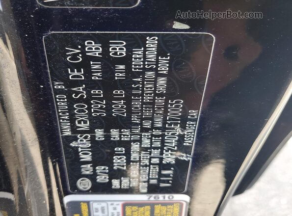 3KPF24AD5LE170055 2020 KIA FORTE Black VIN կոդի պիտակի տեսք