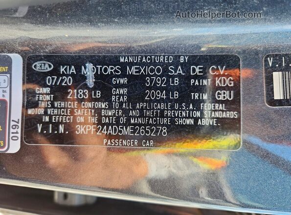 3KPF24AD5ME265278 2021 KIA FORTE Black Widok komory silnika