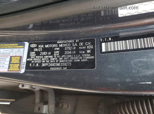 3KPF24AD5ME359273 2021 KIA FORTE Black Вид підкапотного простору