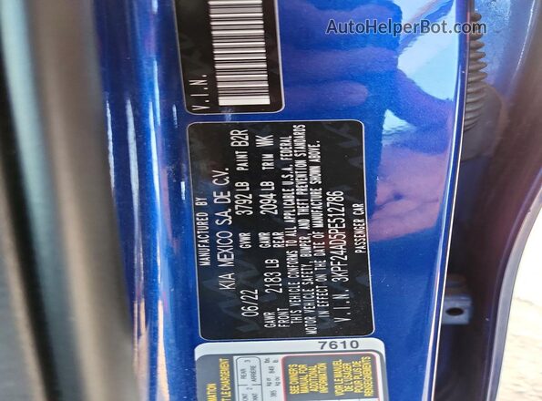 3KPF24AD5PE512786 2023 KIA FORTE Blue Vista de la etiqueta del VIN