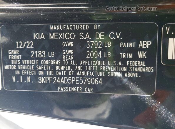 3KPF24AD5PE579064 2023 KIA FORTE Black Widok naklejki z numerem VIN