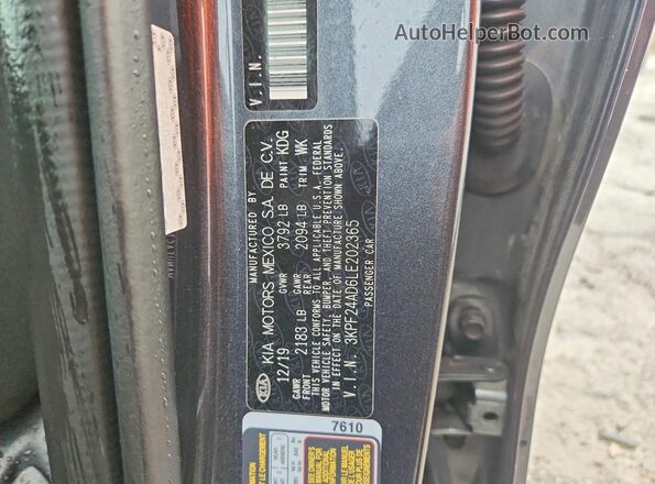 3KPF24AD6LE202365 2020 KIA FORTE Серый Вид подкапотного пространства