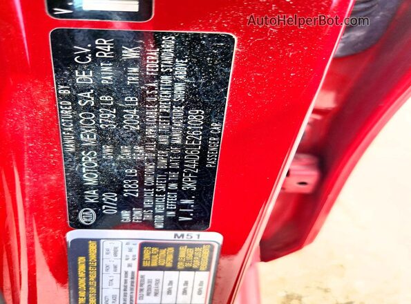 3KPF24AD6LE261089 2020 KIA FORTE Burgundy Շարժիչի բաժամունքի տեսք