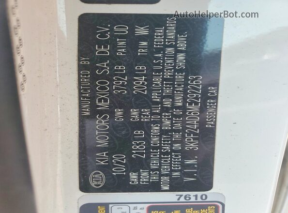 3KPF24AD6ME292263 2021 KIA FORTE White Vista del compartimento del motor
