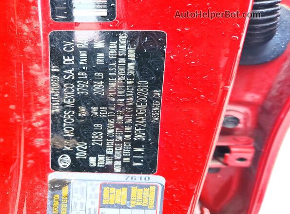 3KPF24AD6ME302810 2021 KIA FORTE Red Engine compartment view