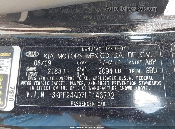 3KPF24AD7LE143732 2020 KIA FORTE Black Вид підкапотного простору