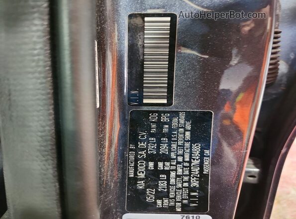 3KPF24AD7NE494885 2022 KIA FORTE Серый Вид наклейки с VIN-кодом