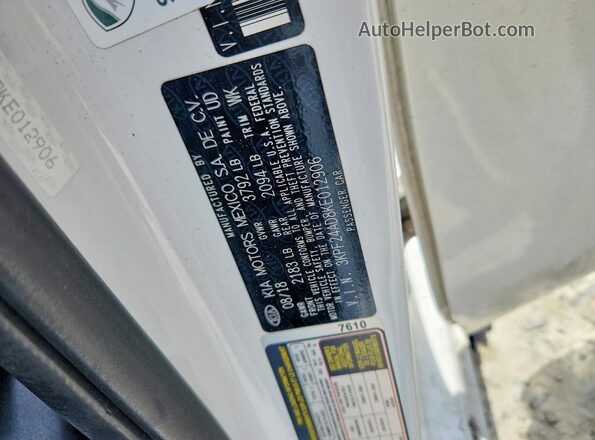 3KPF24AD8KE012906 2019 KIA FORTE White Vista de la etiqueta del VIN