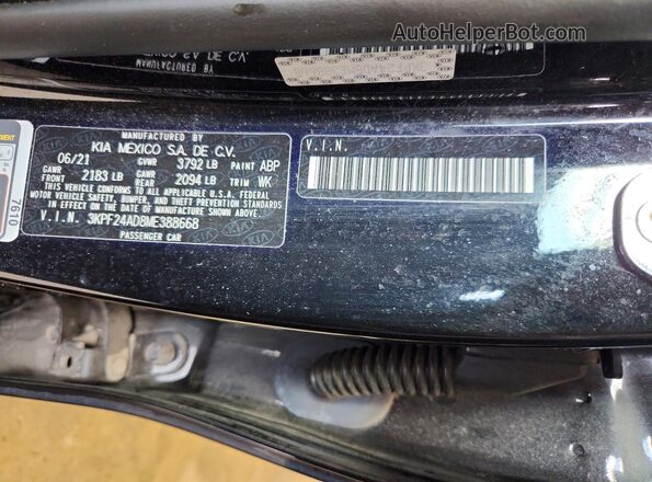 3KPF24AD8ME388668 2021 KIA FORTE Black Engine compartment view