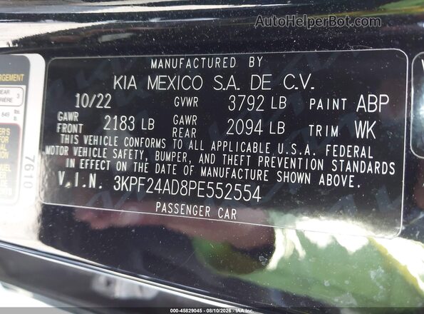 3KPF24AD8PE552554 2023 KIA FORTE Black ძრავის განყოფილების ხედი